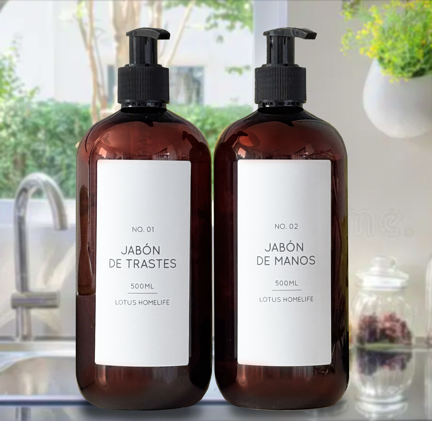 Set (2-pcs) para Fregadero: Jabón de Manos + Trastes